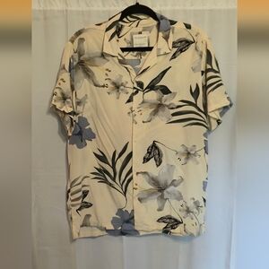 Men's Denim & Flower Floral Print Hawaiian Shirt Large